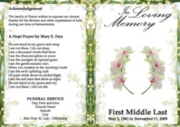 Floral 2 Funeral Program outside Page 250-316